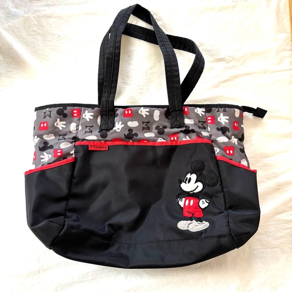 Disney Mickey Mouse Black and Red Tote Diaper Bag. Worn 1X - Picture 3 of 15